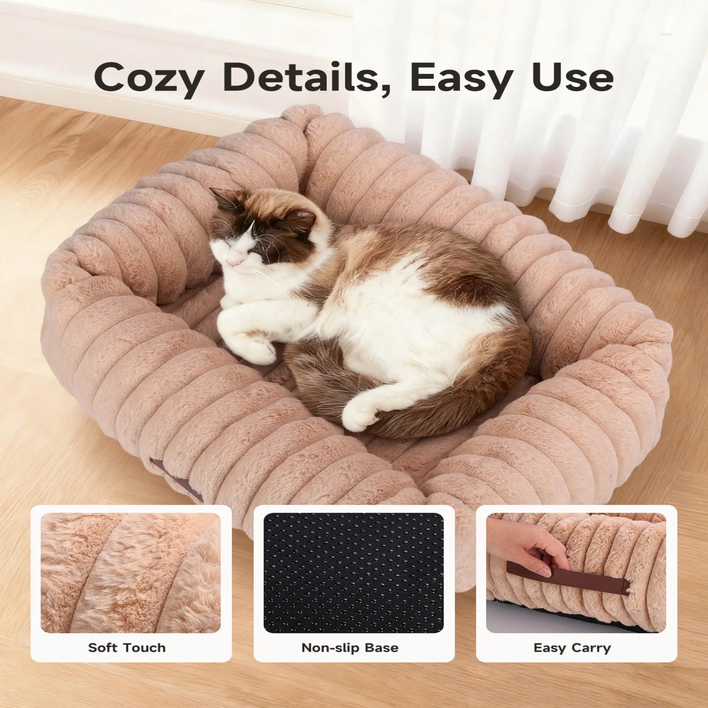 S/M Cat Pet Bed Indoor, Cat Bed, Fluffy Cat Couch with 6 Temperature & 5 Timer Settings & Safety Protection for Cats Dogs Puppy