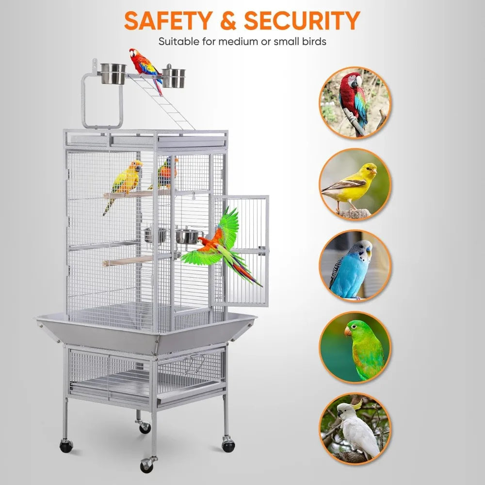 spacious white 20x12.5x15.5 travel bird cage