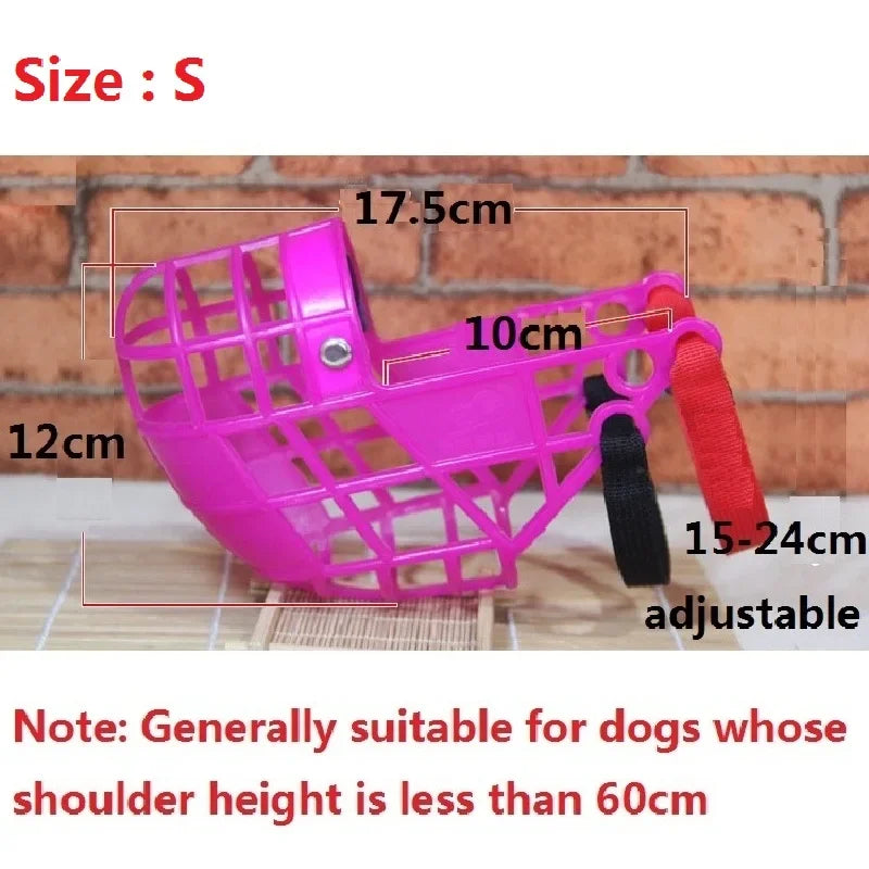 Adjustable Dog Muzzle Breathable Plastic Mouth Cover S M L