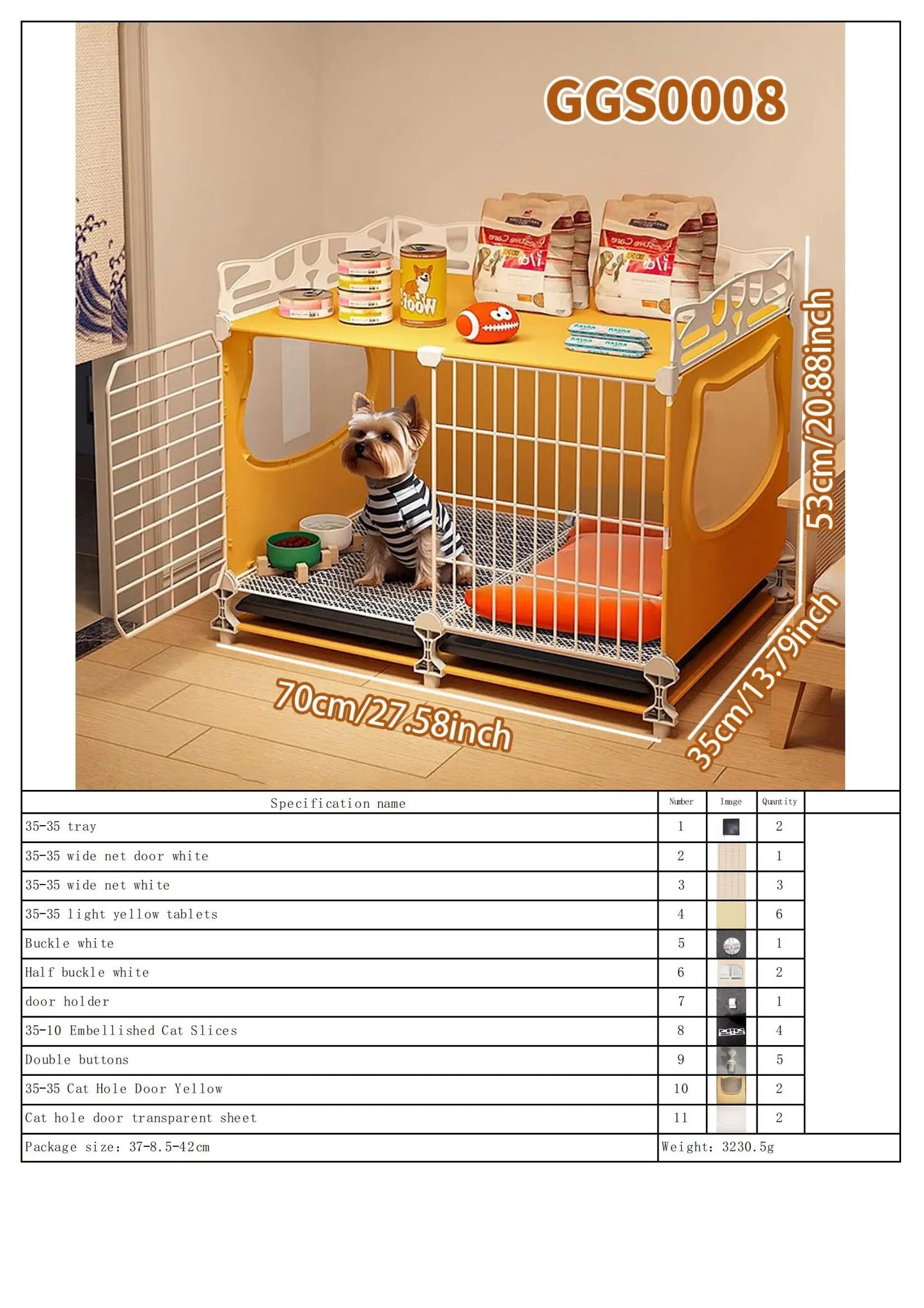 Dog Cage with Tray for Small Dogs Like Pomeranian, Teddy, Bichon, Pet Kennel for Autumn and Winter, Warm Dog Bed for Small Dogs with Separate Toilet