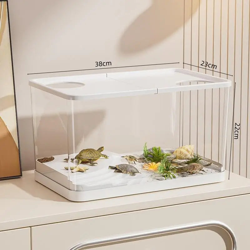 Durable Mini Fish Tank With Transparent Lid For Turtles