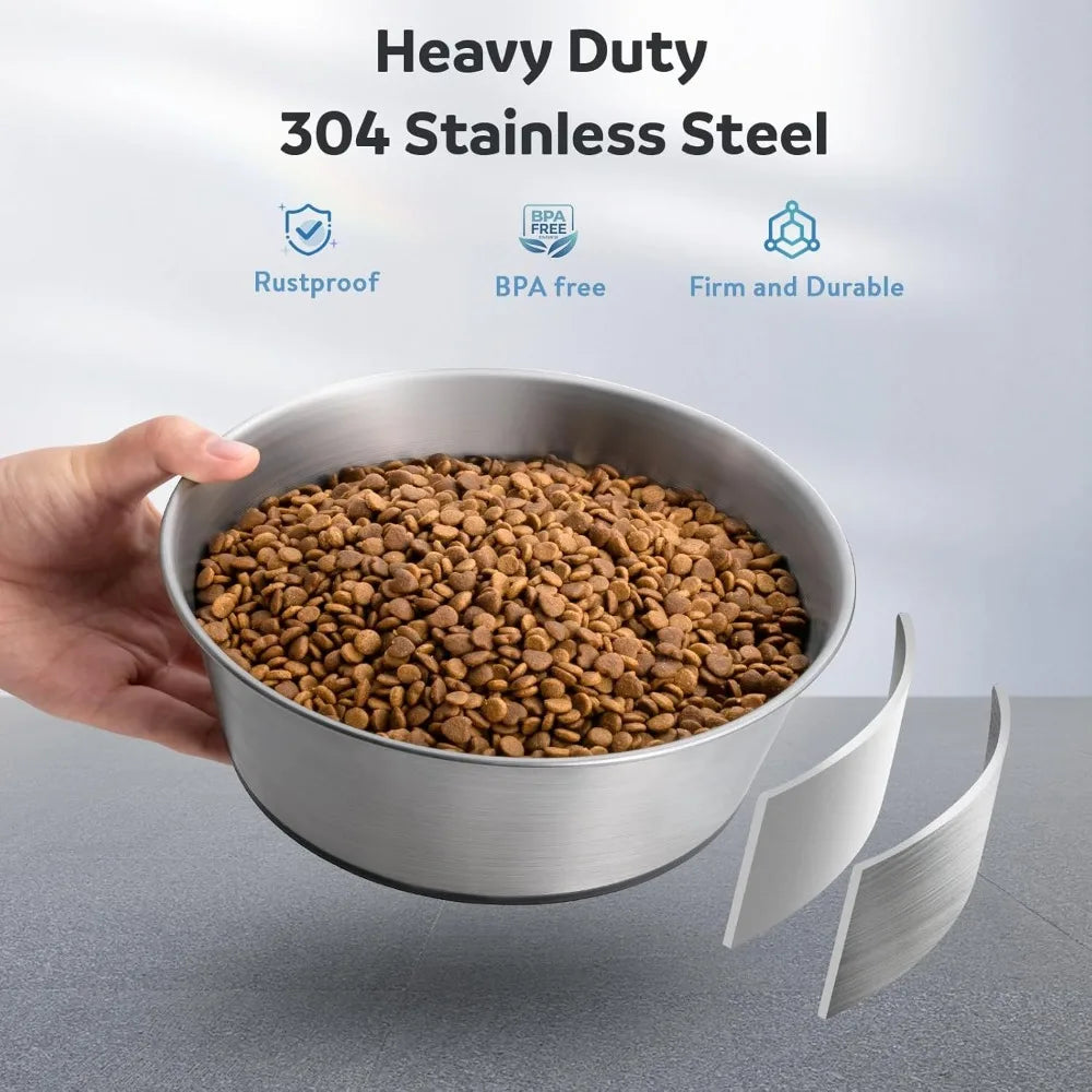 Breed 304 Stainless Steel Dog Bowls Set of 2 Non Slip Base