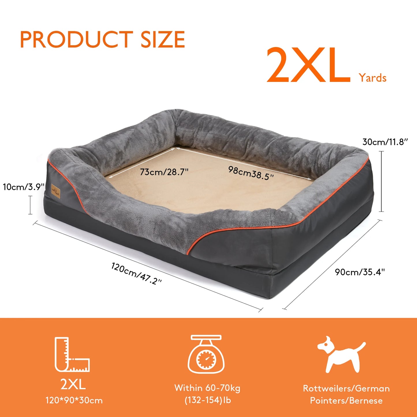 BINGOPAW Large Dog Bed Ultra Cozy Fleece Waterproof Cover