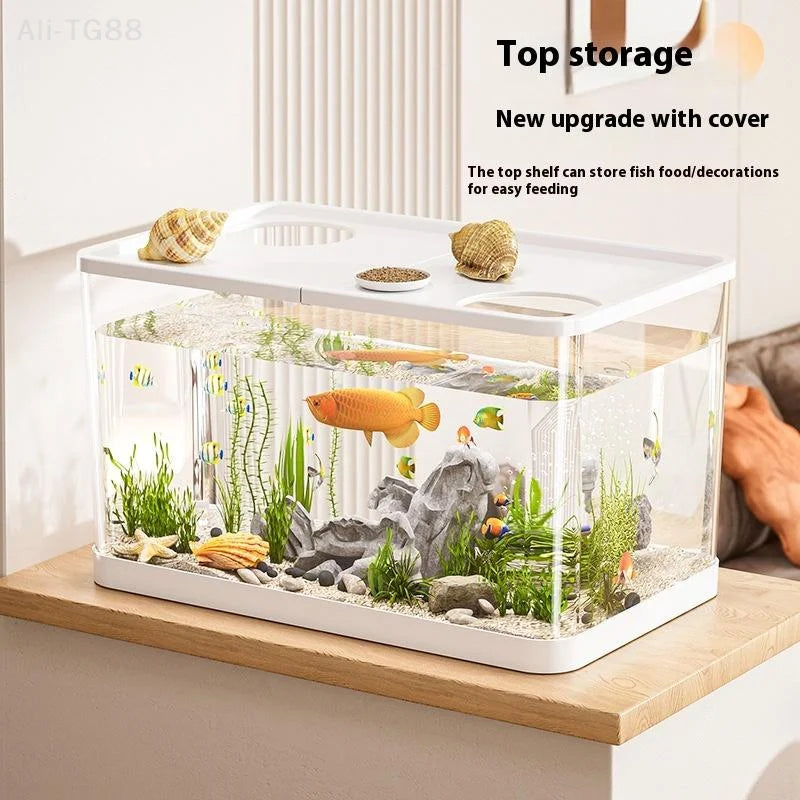 Durable Mini Fish Tank With Transparent Lid For Turtles