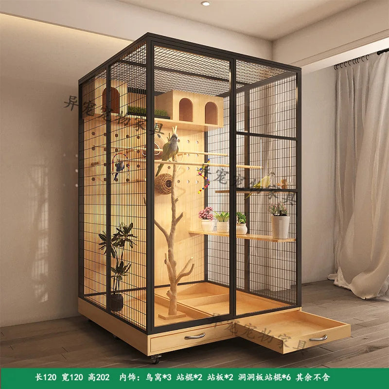 Parrot Xuanfeng solid wood special bird cage