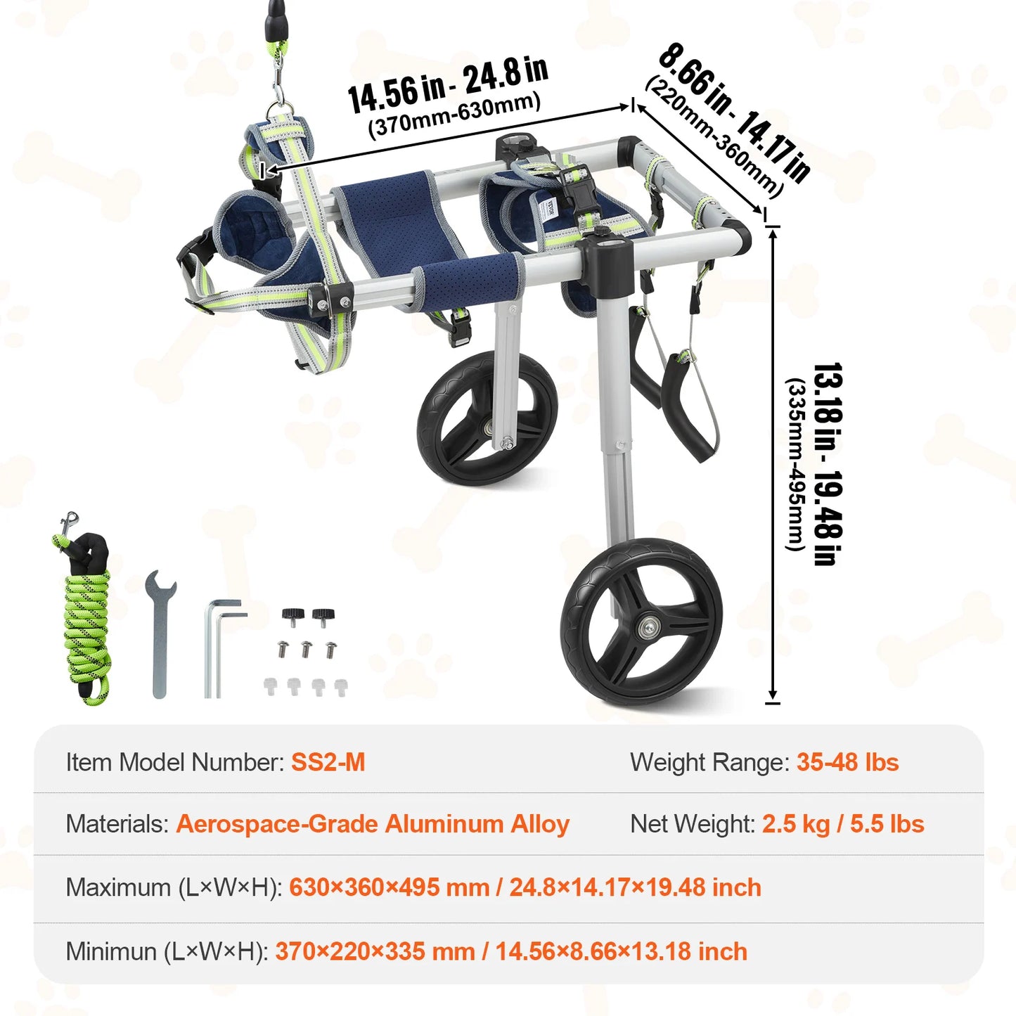 SucceBuy Dog Wheelchair 2 Wheels for Hind Leg Pets Now