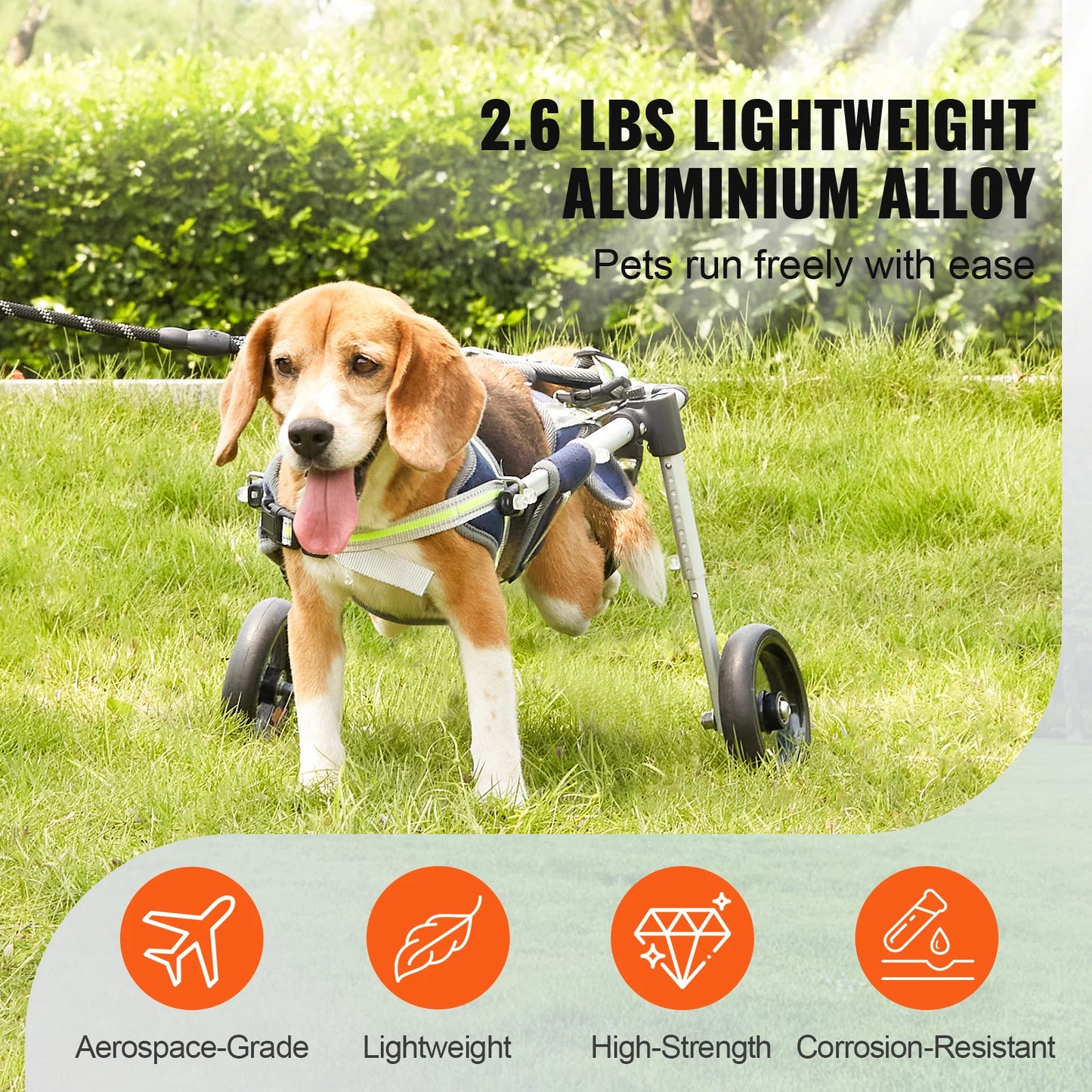 SucceBuy Dog Wheelchair 2 Wheels for Hind Leg Pets Now
