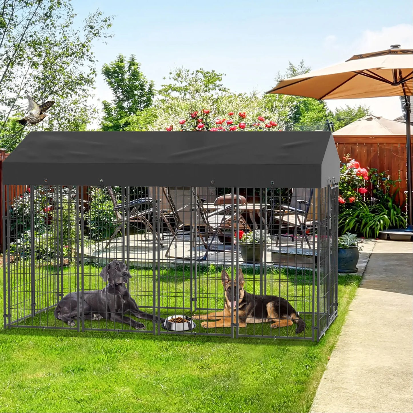 Oversize Dog Cage With Roof Outdoor Run Enclosure Fence