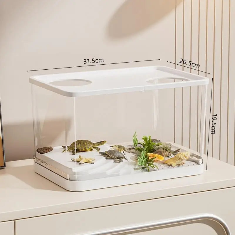 Durable Mini Fish Tank With Transparent Lid For Turtles