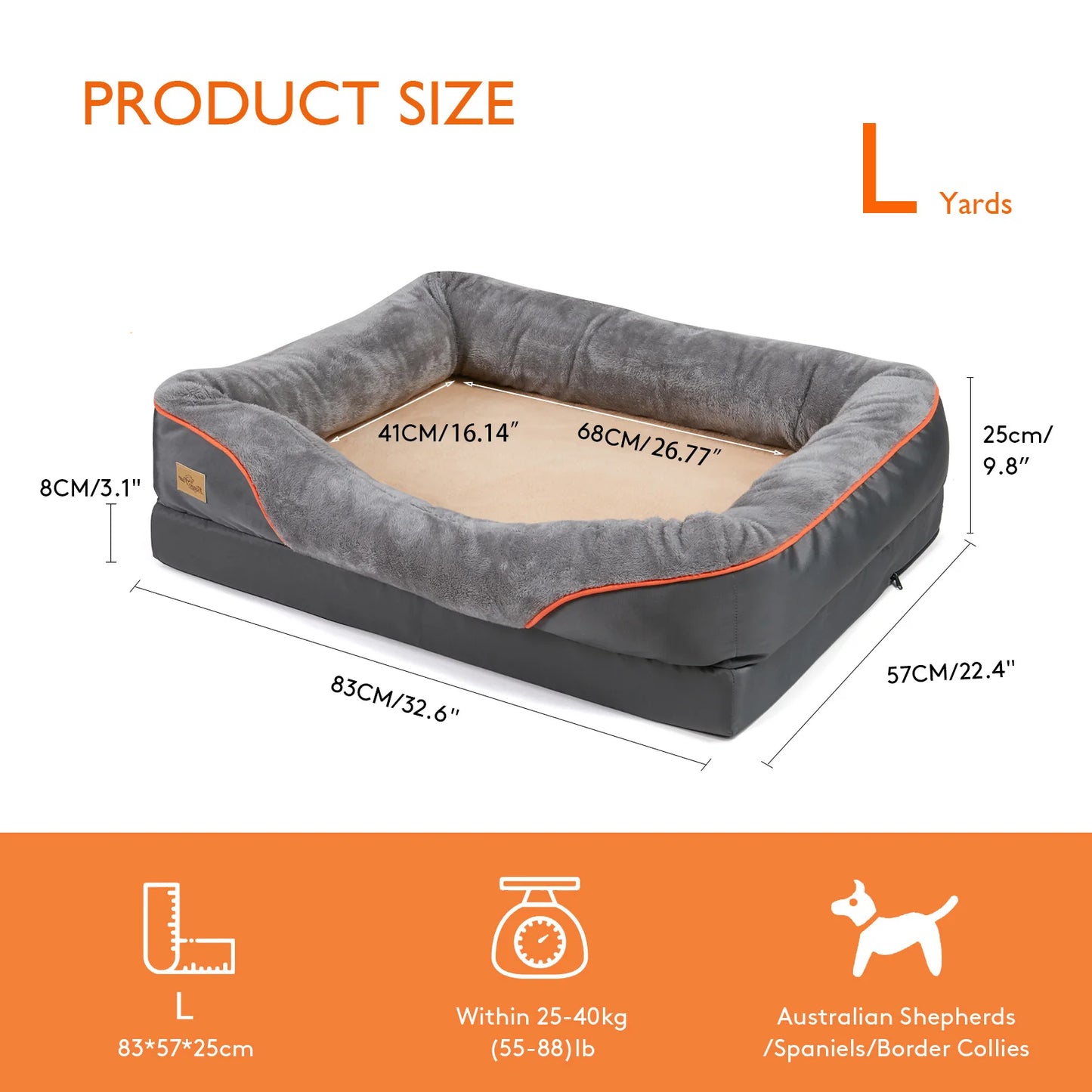 BINGOPAW Large Dog Bed Ultra Cozy Fleece Waterproof Cover